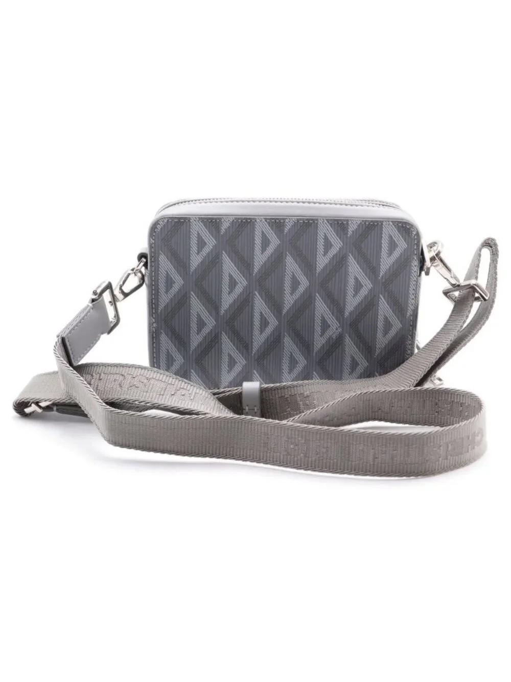 Dior CD Diamond Shoulder Bag Gray Leather Silver